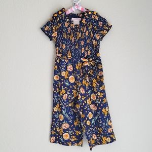 Bonnie Jean Navy Blue & Yellow Floral Jumpsuit sz 4T